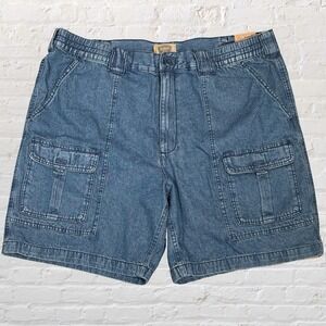 Foundry Mens Denim Cargo Shorts Size 46 Casual 100% Cotton Weekend Comfy 9" NWT